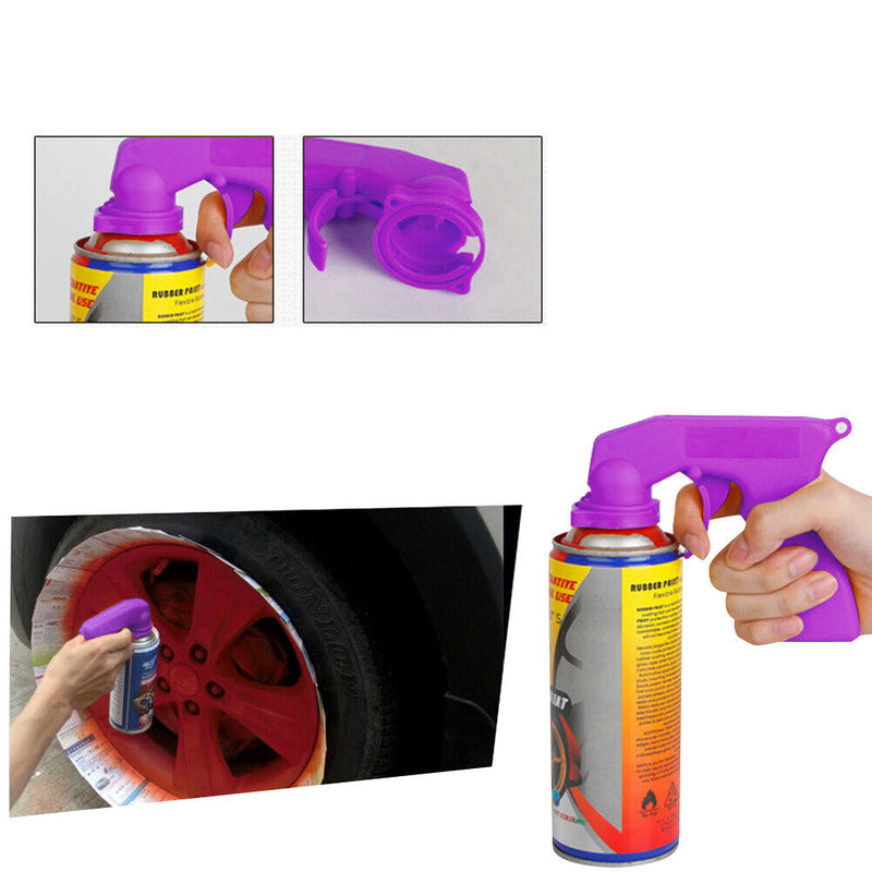 Aerosol Paint Spray Gun Handle Full Grip Sprayer Sprinkler Adapter (Purple)