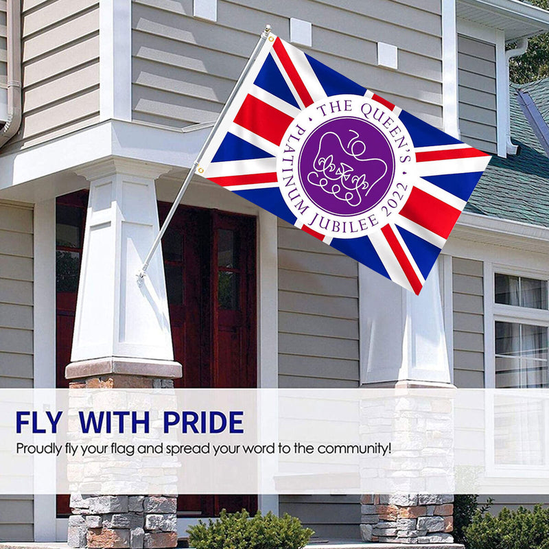 Queen Platinum Jubilee Flag - Union Jack Flag Featuring Her Majesty The Queen