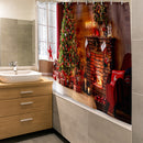 Christmas Tree Gift Printed Shower Curtain Waterproof Hook Hanging Bath Cover
