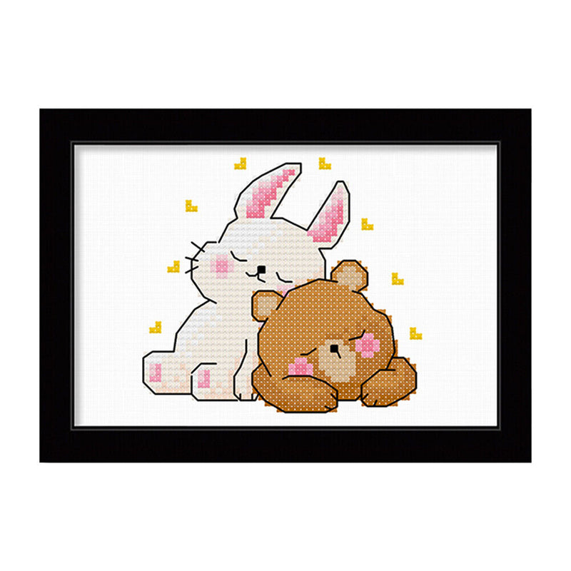 25x20cm DIY Cross Stitch 11CT Stamp Kit Needlework (Sleeping Animals)