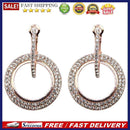 Rhinestone Round Dangle Ear Hoop Women Hollow Drop Earrings Alloy Jewelry Gif