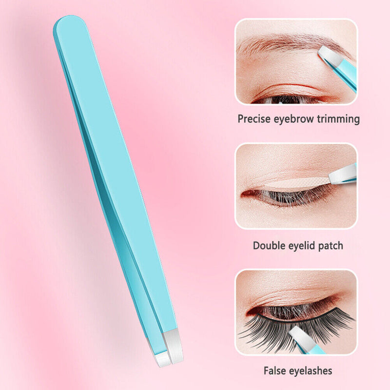 Eyebrow Tweezers with Leather Case for Women Beauty Makeup Cosmetic Tool Gifts
