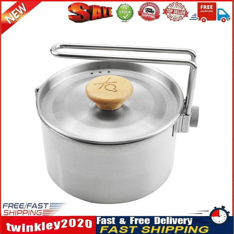 Outdoor Camping Pot Stainless Steel Tea Coffee Cooking Water Kettle Teapot Newly