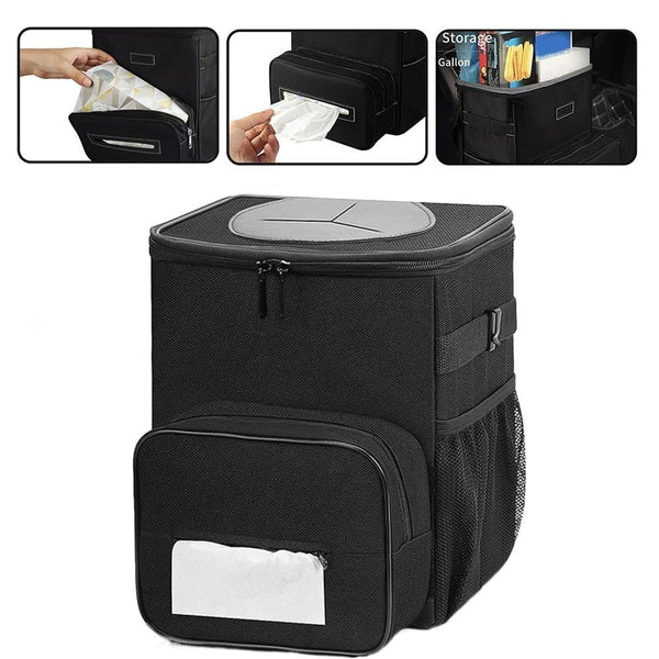 Easy-to-Install 2.5 Gallon Tissue Box Handy Car Tissue Holder Car Trash Can