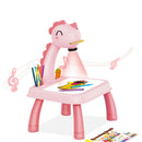 Early Learning Kids Writing Painting Board Desk LED Projector Drawing Table Toys