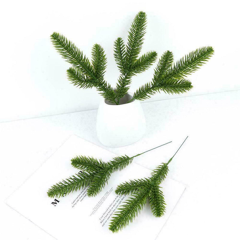 Artificial Flowers Christmas Pine Branches Plastic Leaves Decors Party Tree P7X9