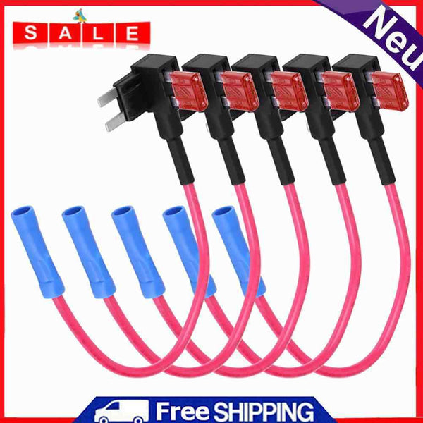 5pcs Car Mini Blade Fuse Holder Add-A-Circuit Fuse TAP Adapter with 5 Car Fuses