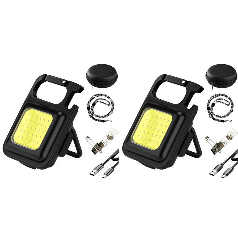 COB LED Mini Flashlight Keychain Camping 400lm Waterproof Torch (1 Set)