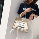 Women Linen Tote Shoulder Bags Fashion Lady Print Daily Handbag Fresh Beach Bag