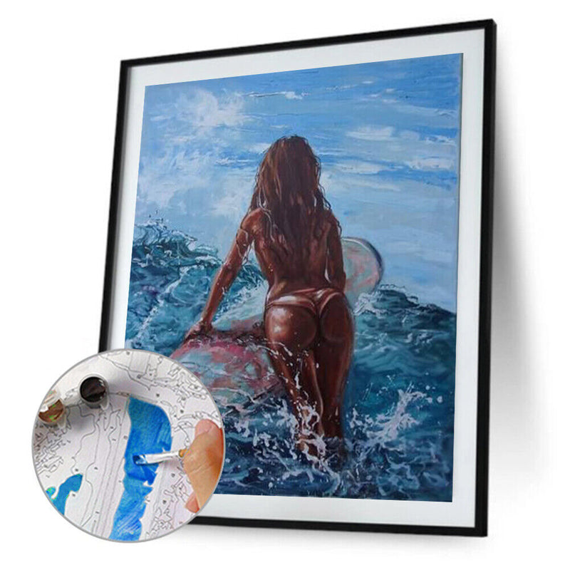 Painting By Numbers Acrylic Hand Painted Swimming Woman Digital Picture Decor
