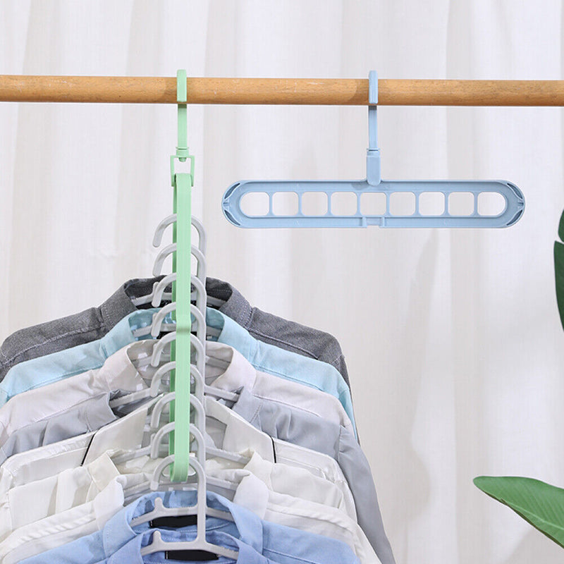Clothes Wardrobe Hanger Hook Clothing Hanging Rack Shelf Organizer (Blue) Newly