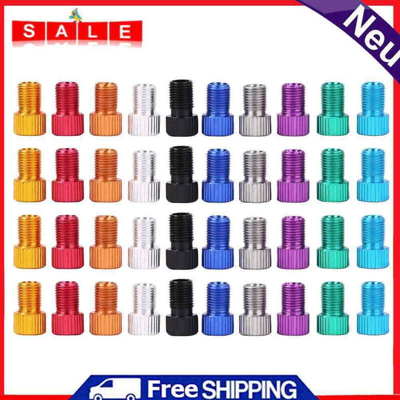 40x Bicycle Valve Adapters Aluminum Presta to Schrader Valve Converter Tire Part
