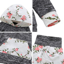 Kids Long Sleeve Floral Hoodie Pants 2pcs Cotton Clothing Set (Printed 2-3Y-2546