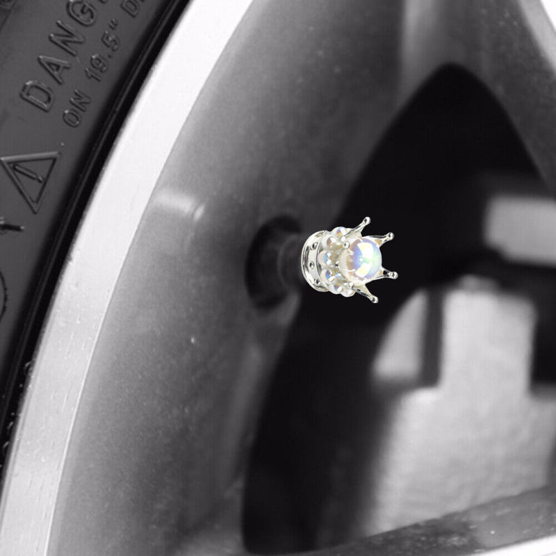 4pcs Universal Crown-Shaped Car Tyre Valve Caps Dust-Proof Tire Valve Covers