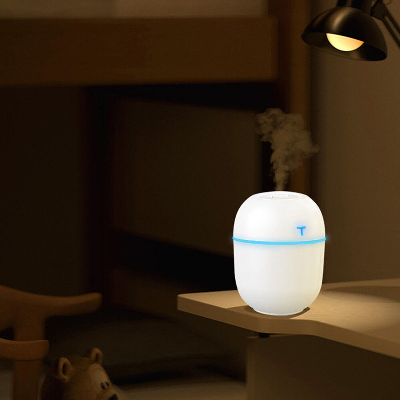 200ml Mini Air Humidifier LED Light USB Essential Oil Diffuser (White)
