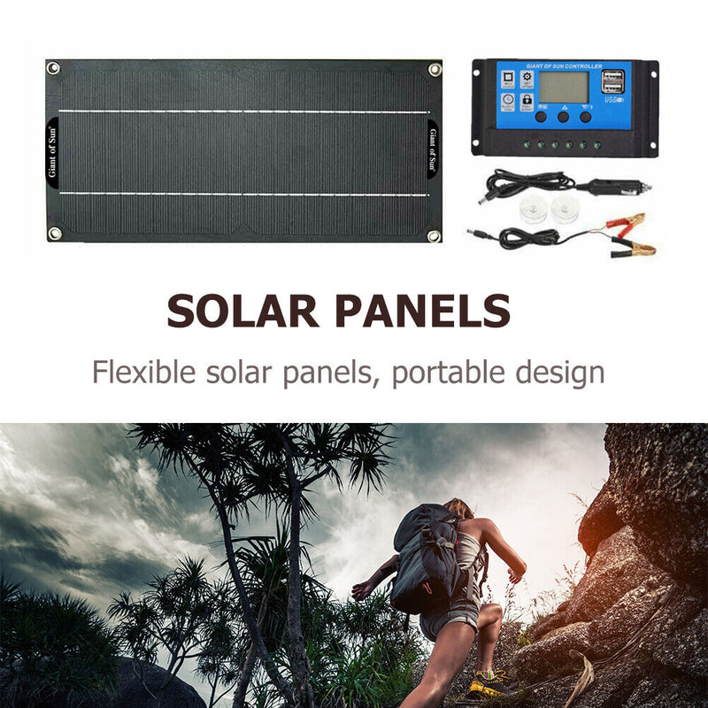 30W Solar Panel Kit 18V Battery 100A Charger Controller for Car RV Outdoor Newly