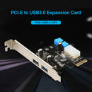 USB 3.0 PCI-E Expansion Card Adapter 2 Port USB Hub 20pin PCI Express Riser Card