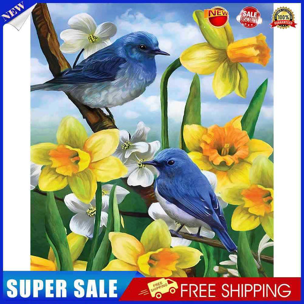Bird and Flower Oil Paint By Numbers DIY Handpainted on Canvas Wall Art Kit