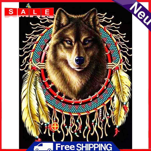 5D Diamond Painting Kit DIY Dreamcatcher Wolf Full Square Drill Home Decorations