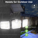 3 Head Motion Sensor Solar Lights Waterproof Remote Control Lamp (122LED) Newly