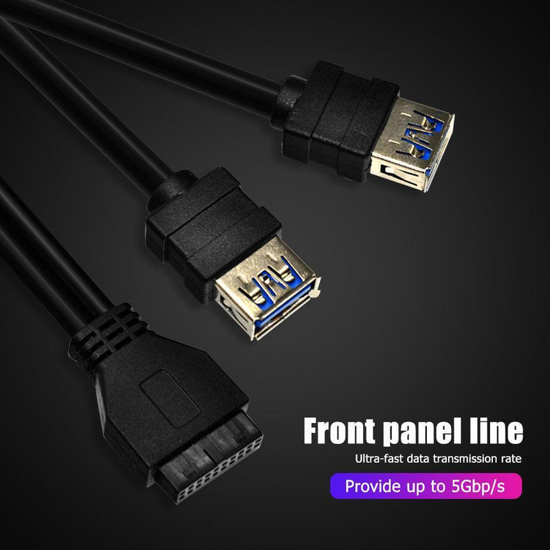 PC Case 20Pin to 2 USB 3.0 Front Panel Cable Adapter with Fixed Foot (30cm)