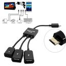 Phone Mouse Digital Camera 3 In1 Converter Host Micro USB HUB OTG Cable Adapter