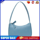 Soft PU Leather Women Underarm Bag Solid Color Casual Shoulder Bag (Blue)