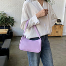 Soft PU Leather Women Underarm Bag Solid Color Casual Shoulder Bag (Purple)