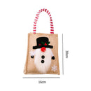 Christmas Decoration Burlap Gift Bag Cartoon Handbag for Candy Containers (B)