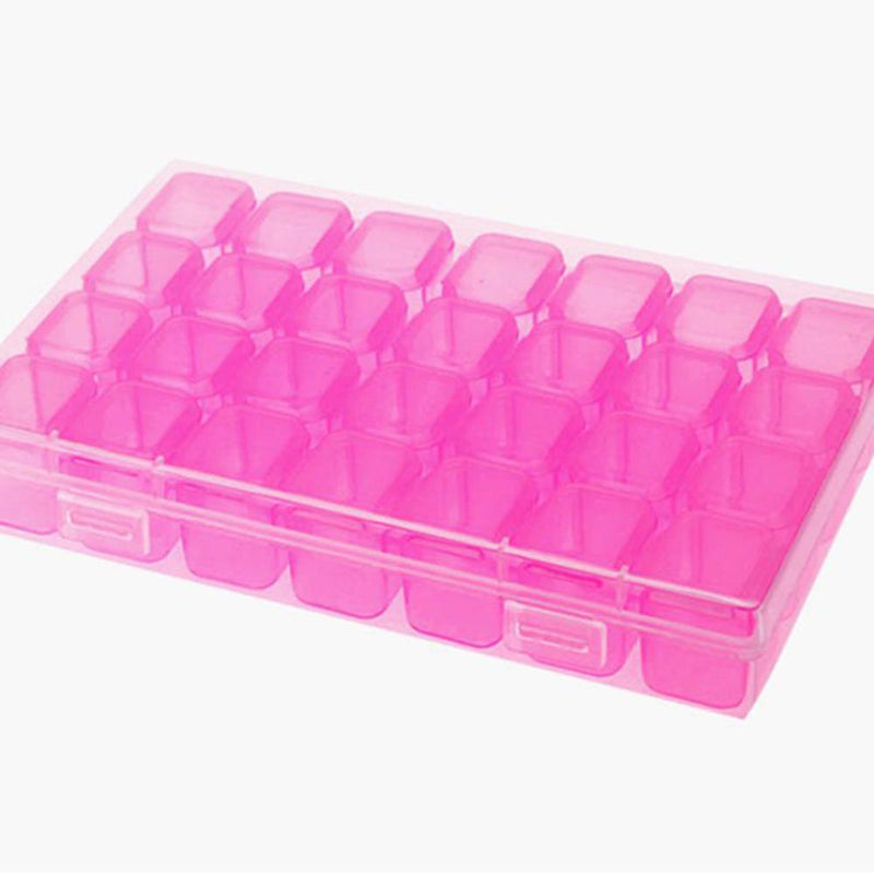 28 Grids Nail Art Storage Box Jewelry Organizer Manicure Tools (Rose Red) Newly