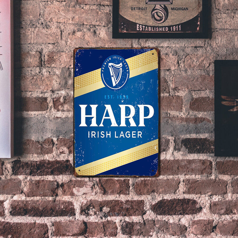 Retro Musical Harp Metal Plate Painting for Bar Pub Tin Plaques Wall Sign