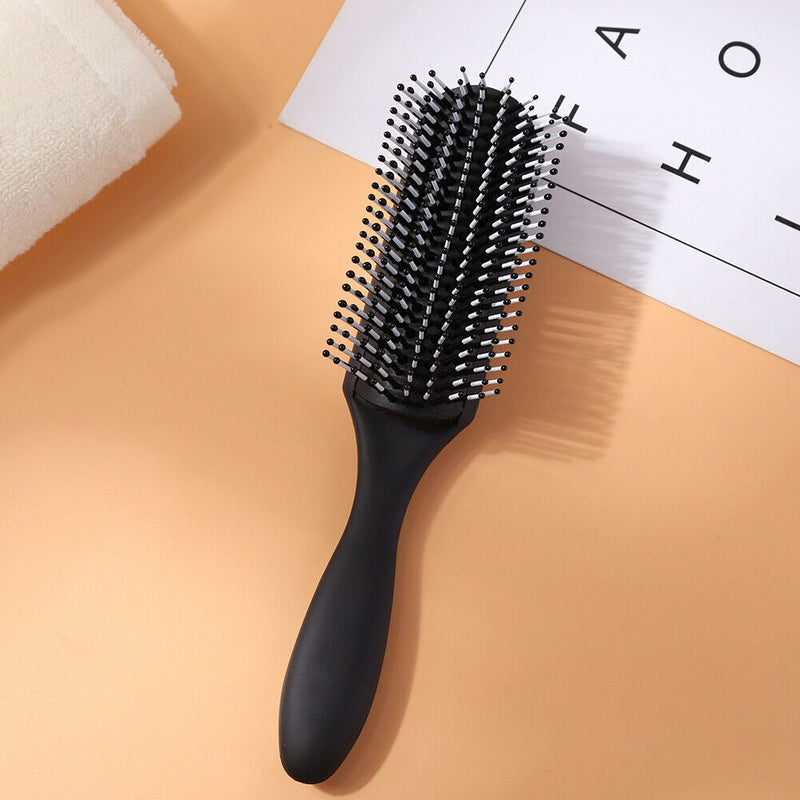 9-Row Hair Brush Scalp Massager Curly Detangle Hair Comb Salon Styling Tool