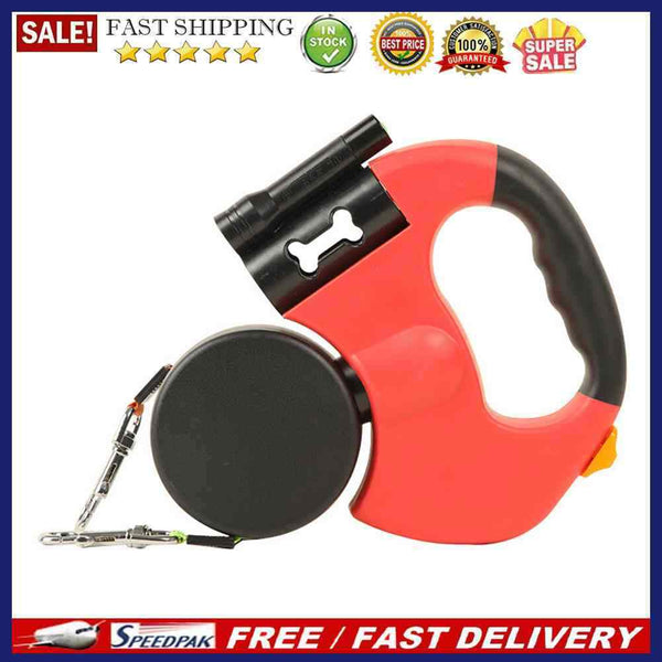 Dual Double Head Tractor Walk Dog Automatic Retractable Traction Rope with