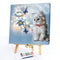Canvas Paint By Numbers White Cat Oil Hand Painted Drawing Kit Home Decorat