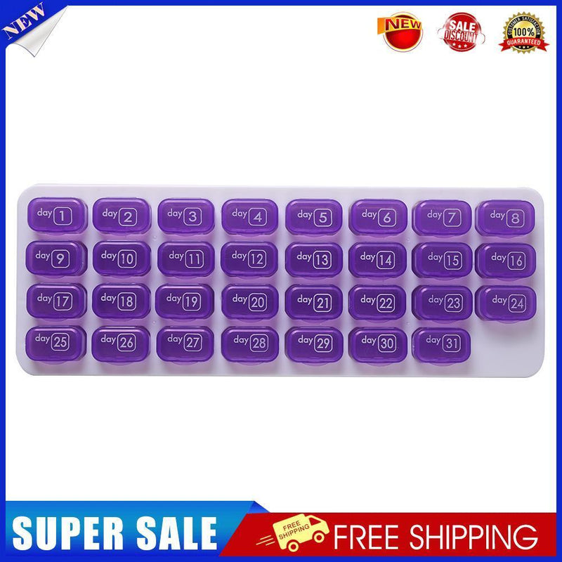 31 Grids Pill Box Case One Month Pill Medicine Container Organizer (Purple)