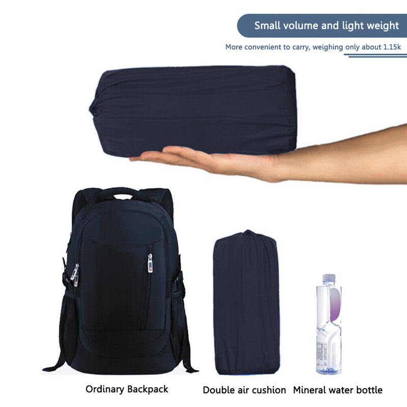 Portable Inflatable Double Sleep Mattress Camping Air Cushion (Navy Blue)