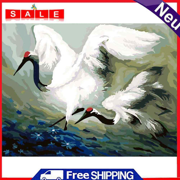 DIY Digital Oil Painting By Numbers Kits Flying Crane Canvas Room Decoration