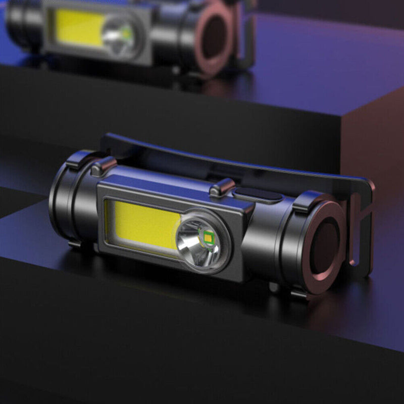 Built-in Battery USB DC Rechargeable Headlight Hiking Strong Headlamp w/ Magnetic