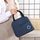 Portable Lunch Bag Thermal Insulated Lunch Box Cooler Handbag (E Navy Blue)