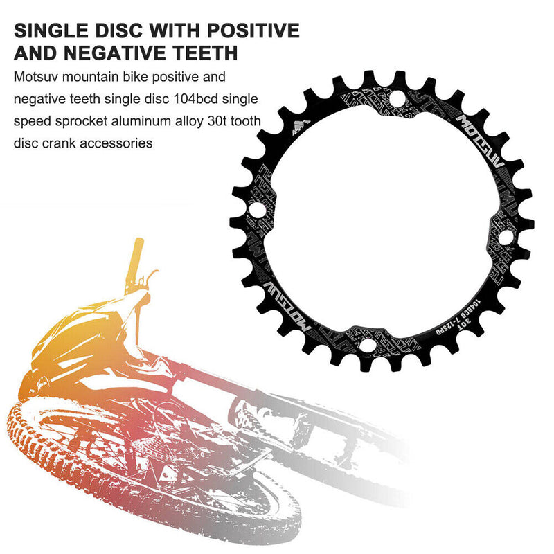 MOTSUV 104BCD Bicycle Chainring 30T MTB Bike Chain Wheel Crank Part (Black)