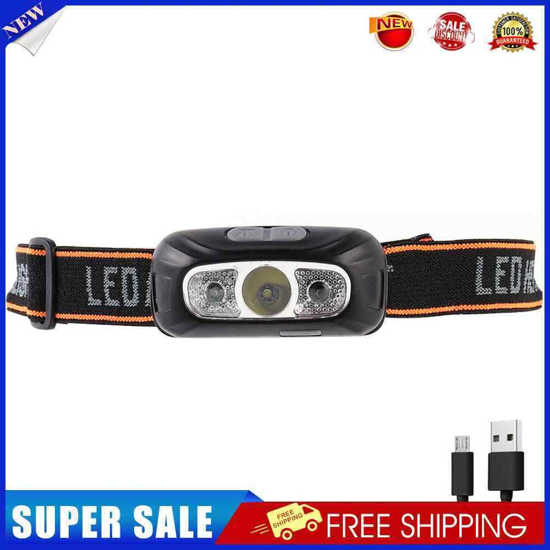 #A XPE LED Headlight Torch Wave Induction Outdoor Safety Headlamp Hiking Flashli