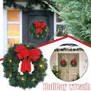 Merry Christmas Xmas Bow Wreath w/ Light String for Home Door Decor Requisiten.