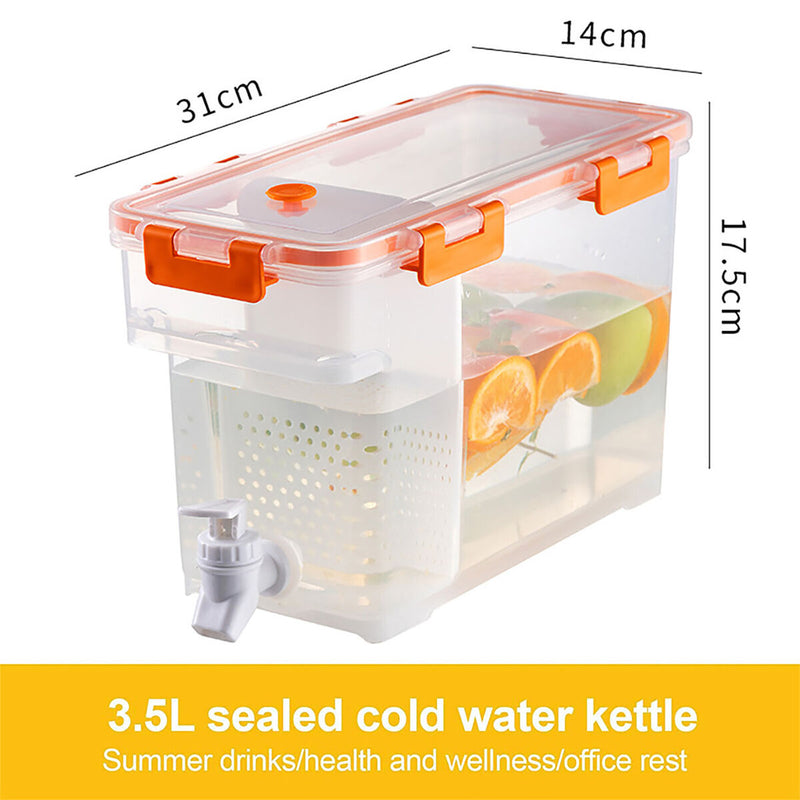 Drink Dispenser Leak-Proof Spigot Clear Storage with Filter Screen (Orange)
