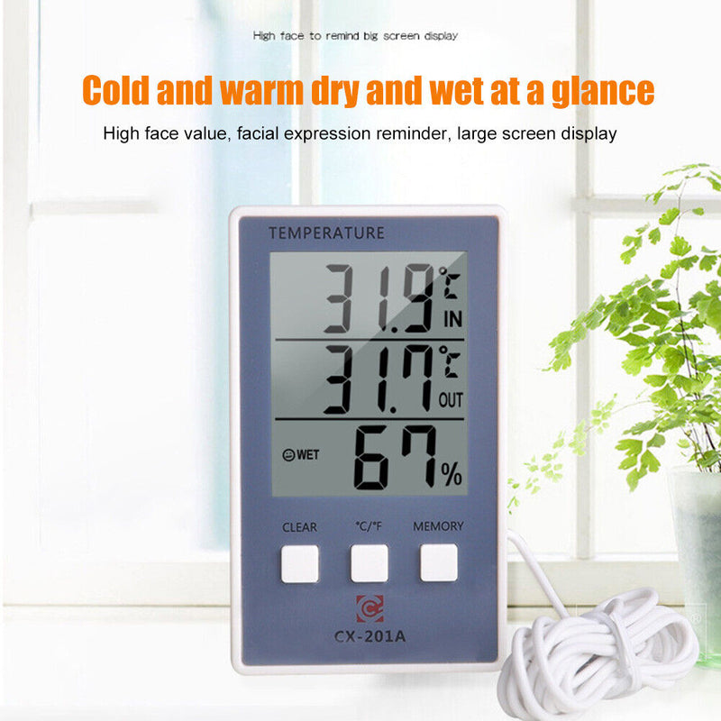 Digital Hygrothermograph Indoor Outdoor LCD Screen Thermometer Hygrometer