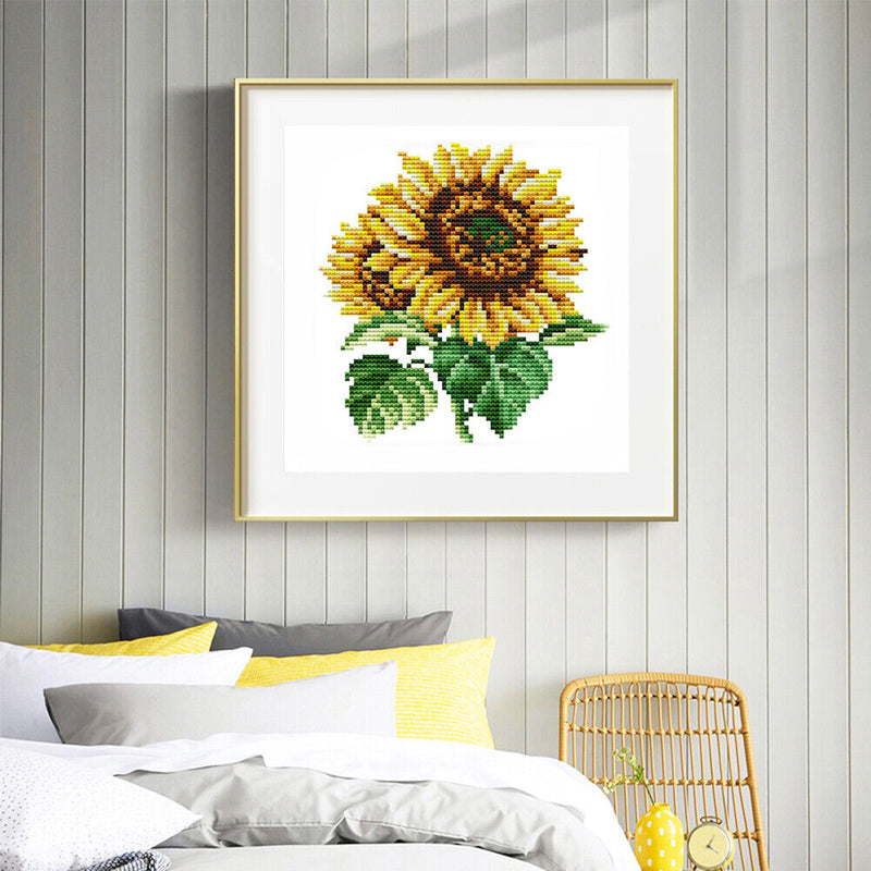 14CT Partial Cross Stitch Sunflower Counted DIY Wall Art Crafts Home Decoration