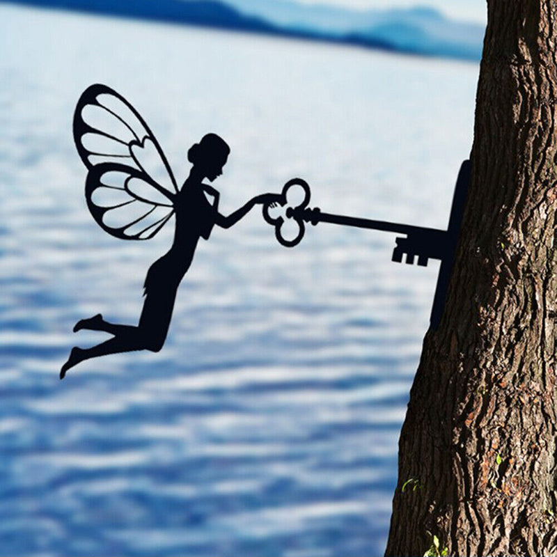 Iron Metal Fairy Silhouette Artwork for Wall Decor Garden Home Decor (A) Newly