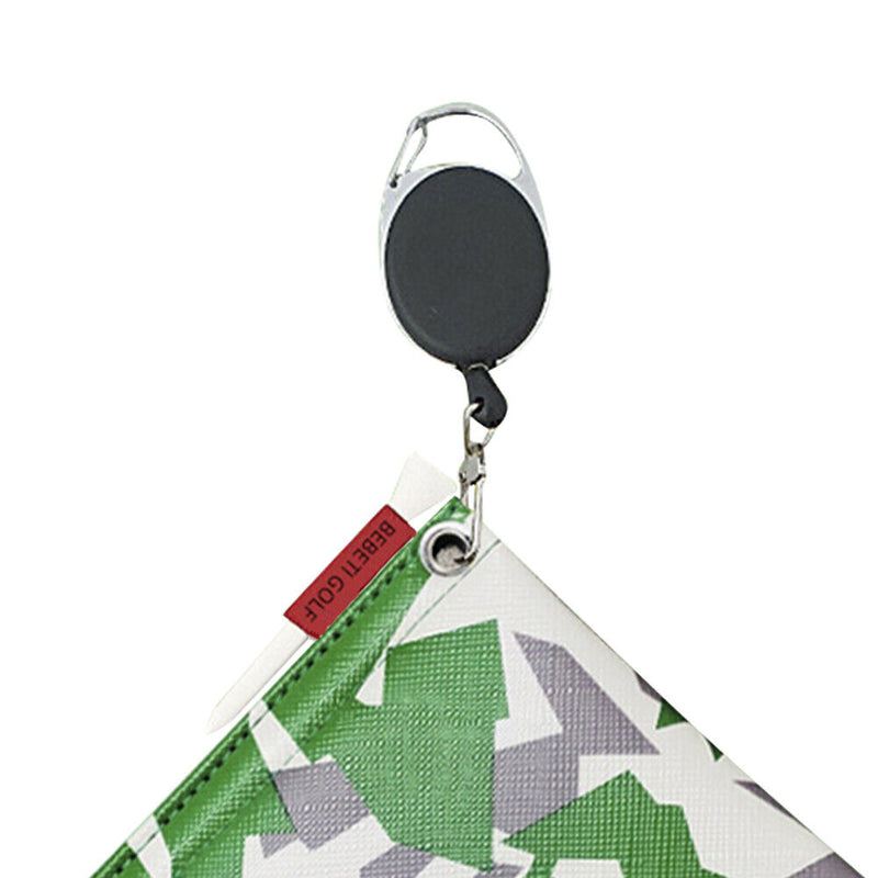 Mini Square Double-Sided Golf Ball Cleaning Towel w/ Carabiner Camo (Green)