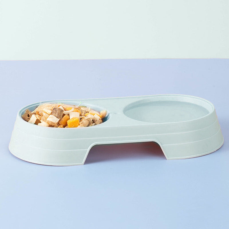 2 in 1 Pet Drinking Water Food Bowl Feeder Container Plastic Feeding Double Bowl