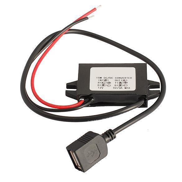 Car Charger Converter 12V To 5V 3A 15W Step Down Module With USB Cable  #F
