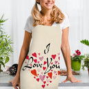 I Love You Printed Linen Apron Waterproof Kitchen Cooking Bibs (82x68cm)